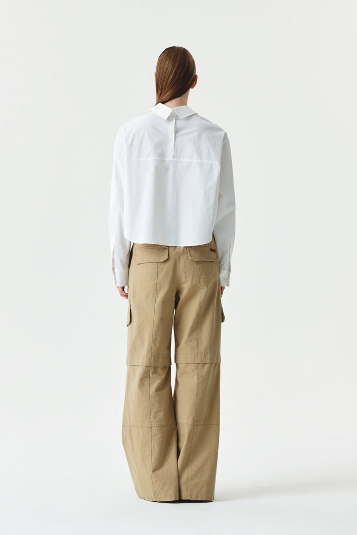 KIMMATIN Zipper Point Cotton Cargo Pants — Beige