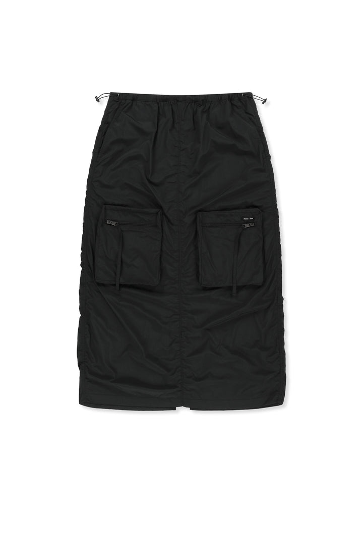 Matin Kim Patch Pocket Shirring Nylon Skirt — Black