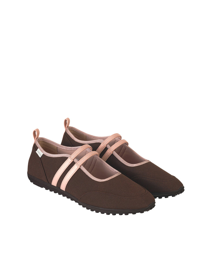 Stand Oil Strap Mary Jane Sneakers — Brown Combi