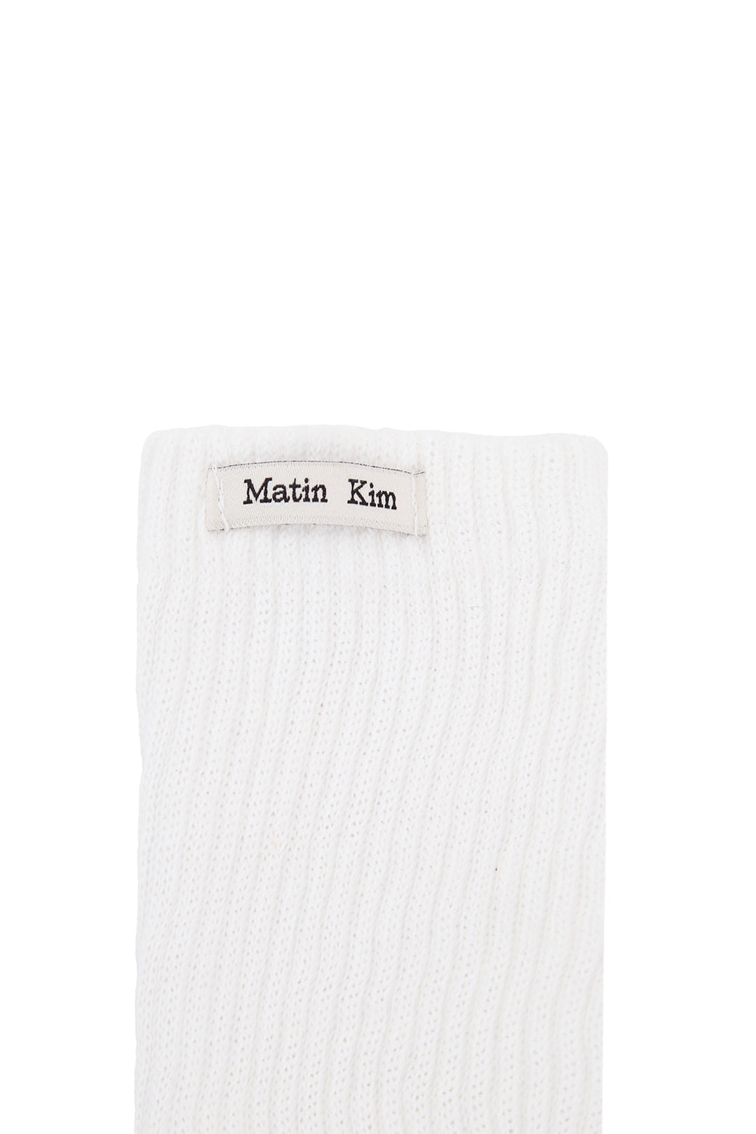Matin Kim Small Logo Point Ribbed Socks — White