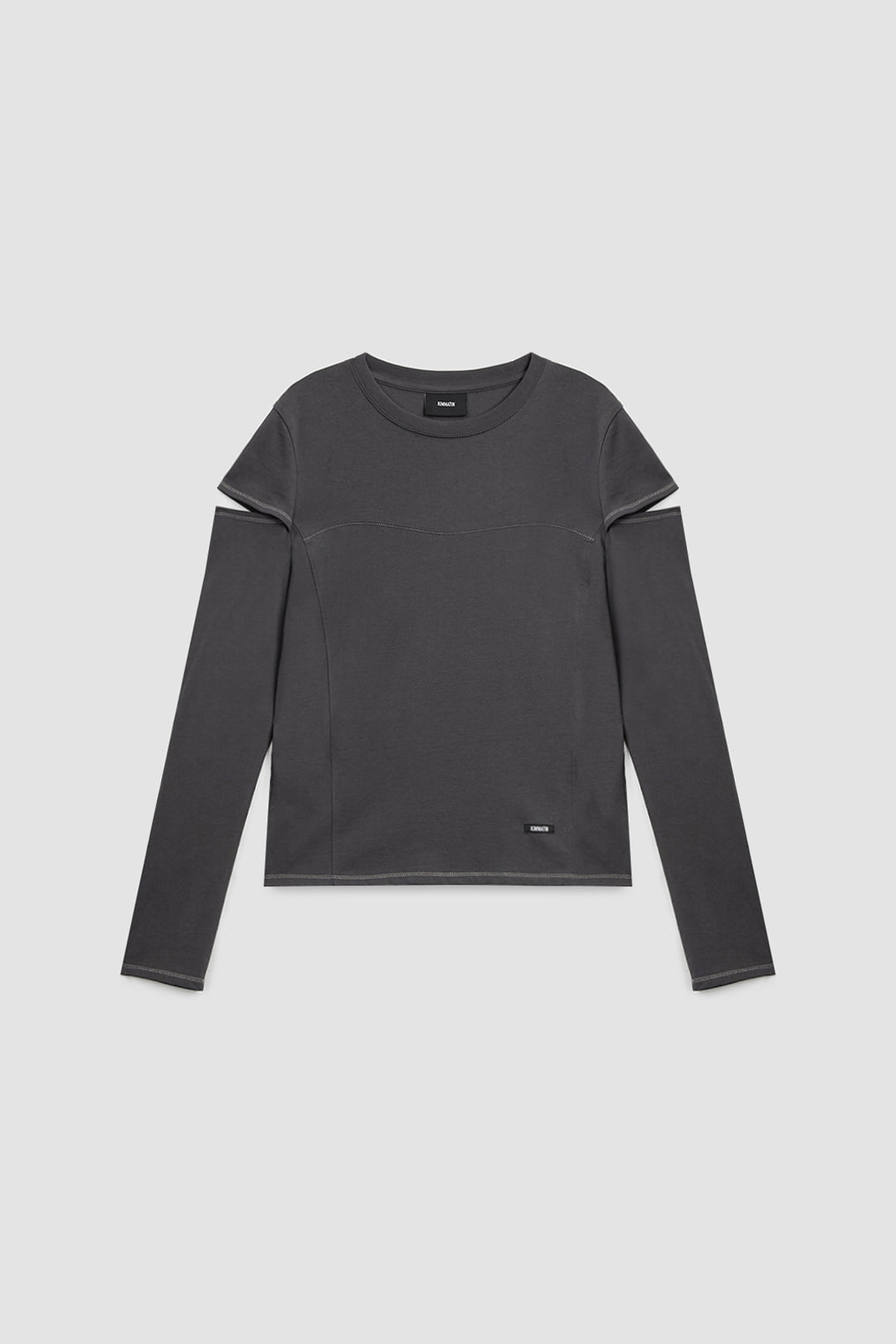 KIMMATIN Stitch Cut Out Long Sleeve Top — Charcoal