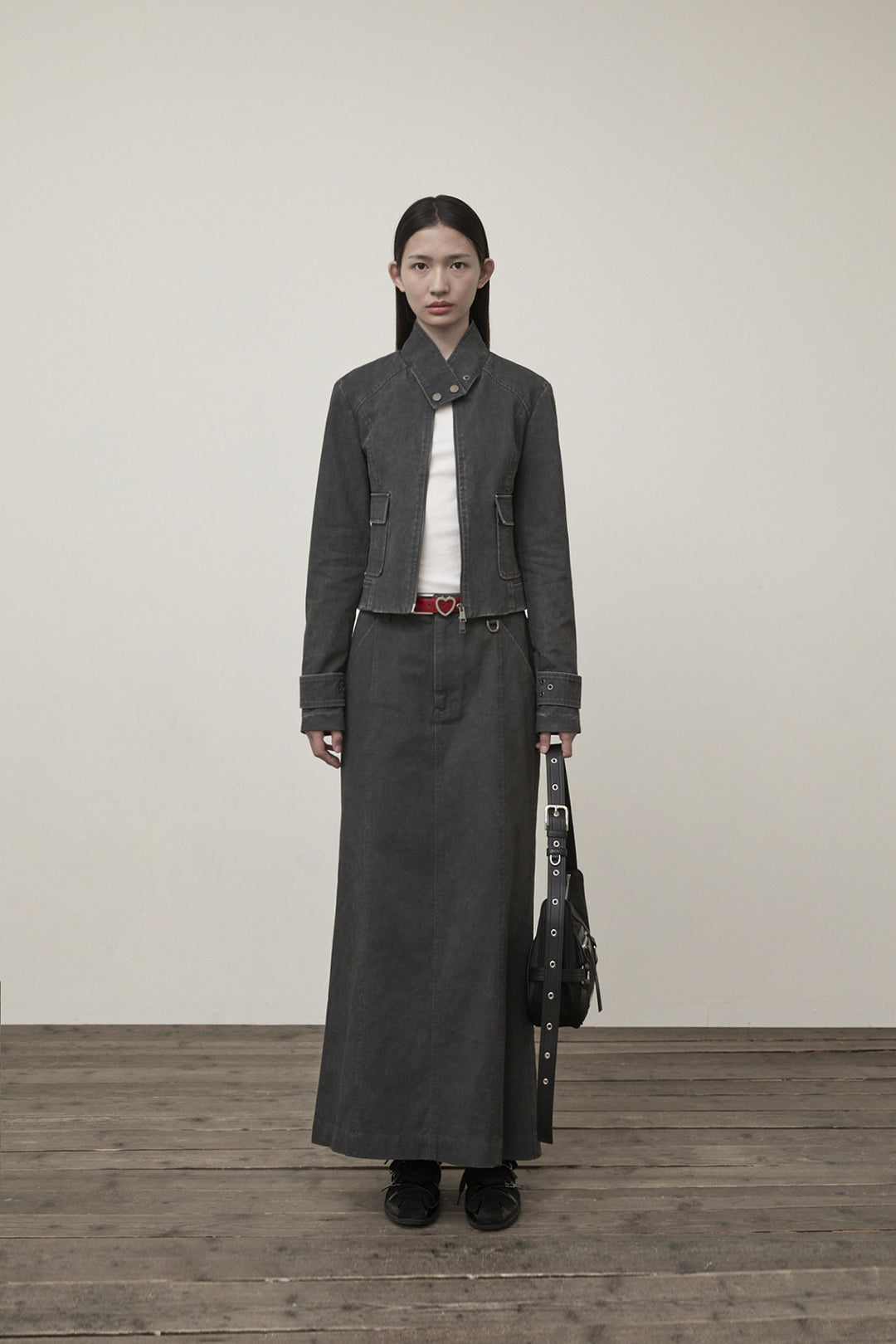 Matin Kim Washed Mermaid Long Skirt — Charcoal