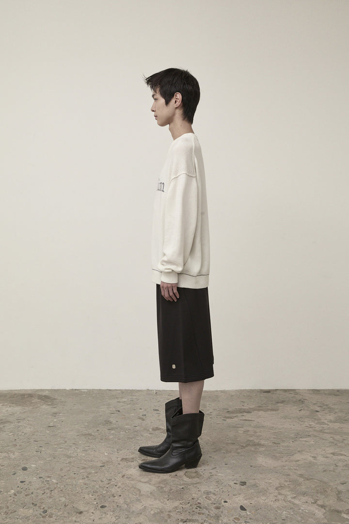 Matin Kim Color Trim Line Logo Pullover — Ivory