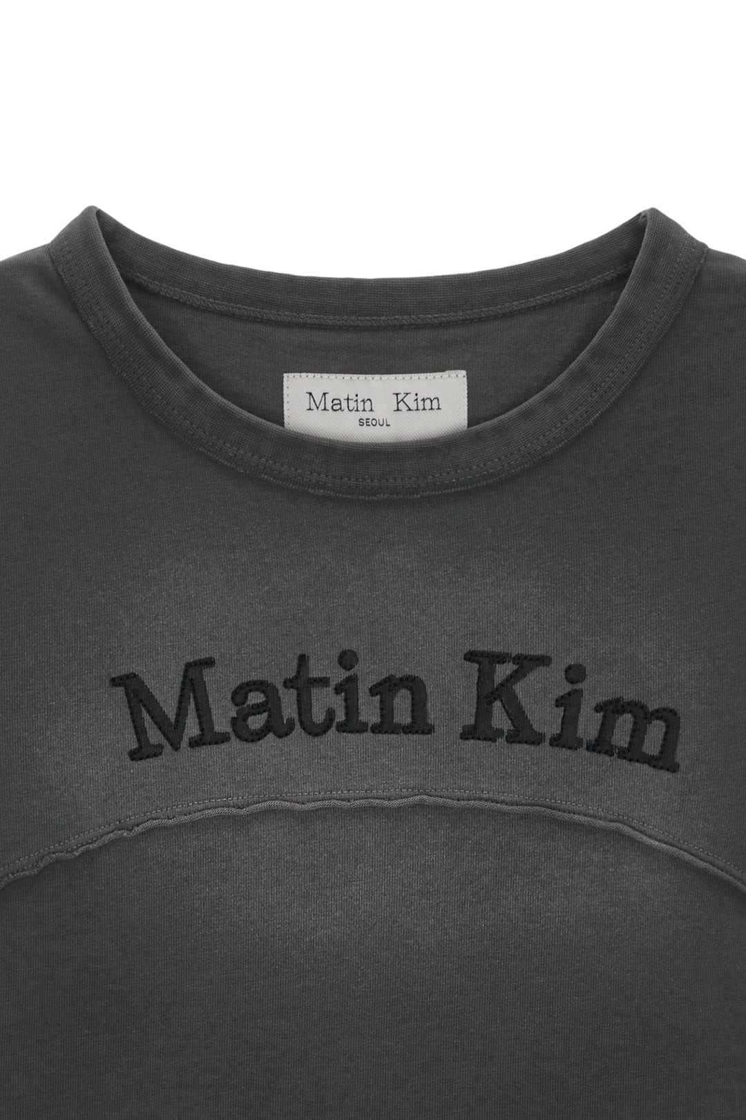 Matin Kim Pigment Cut Out Logo Crop Top — Charcoal