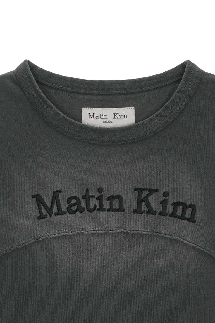 Matin Kim Pigment Cut Out Logo Crop Top — Charcoal