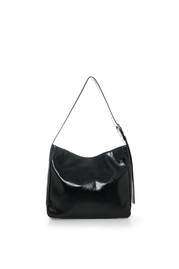 Matin Kim Eyelet Point Layered Big Shoulder Bag — Black