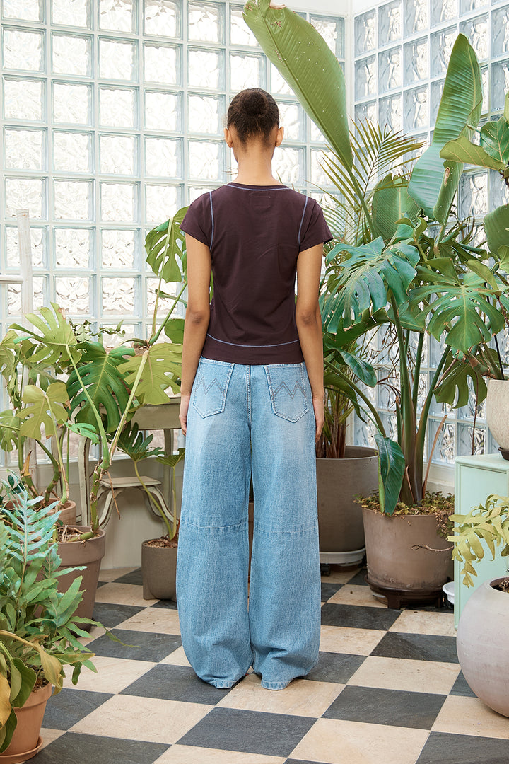 Matin Kim Unbalance Cut Point Denim — Blue