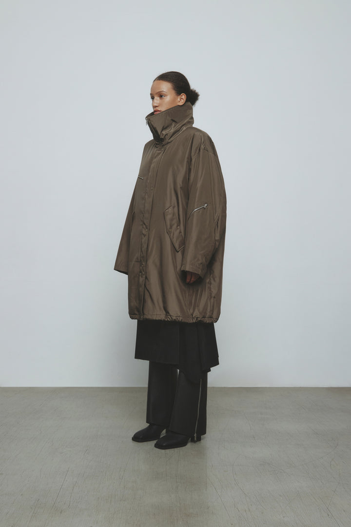 KIMMATIN Highneck Oversize Padded Jumper — Khaki