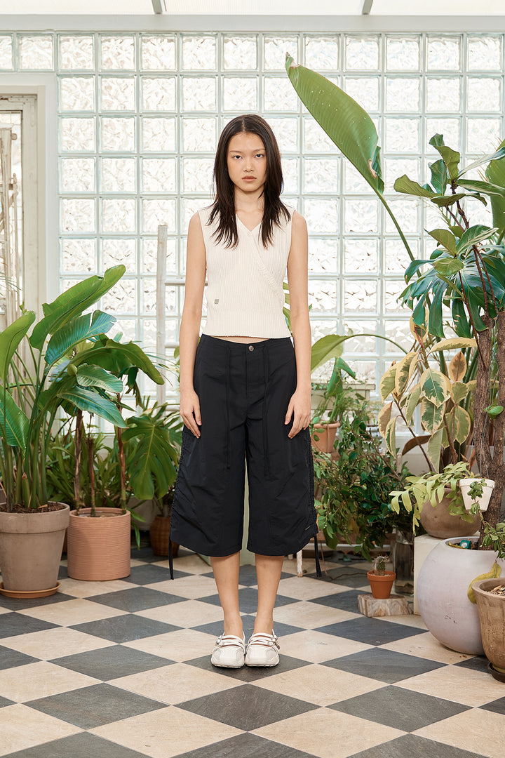 Matin Kim Nylon String Half Pants — Black