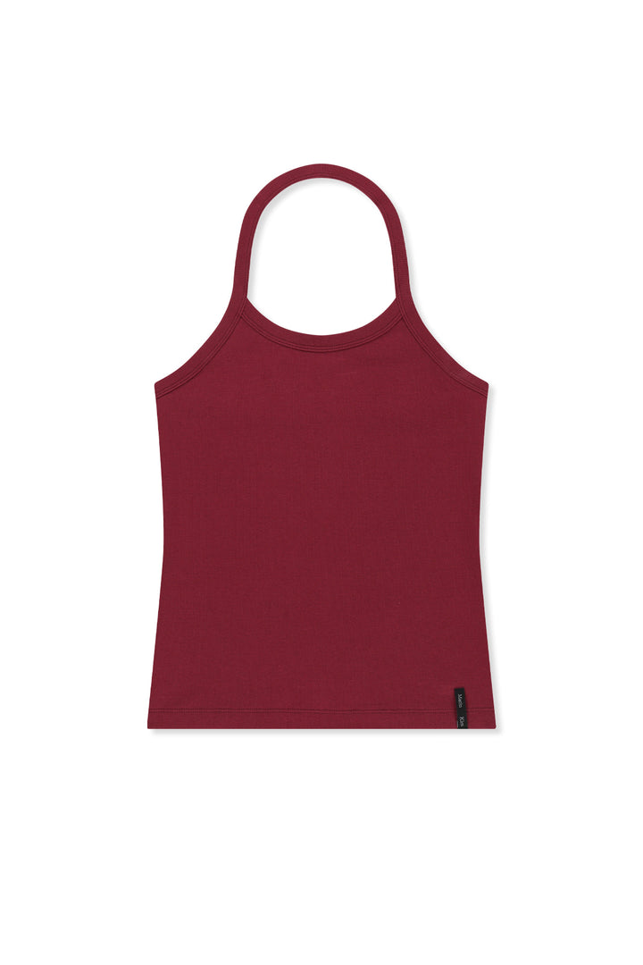 Matin Kim Label Detail Halter Tank — Wine