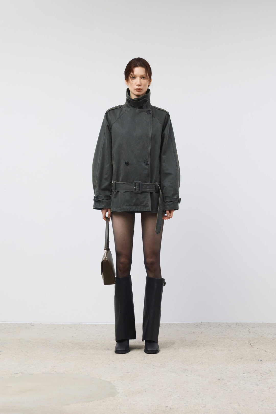 KIMMATIN Washed Trench Jacket — Khaki