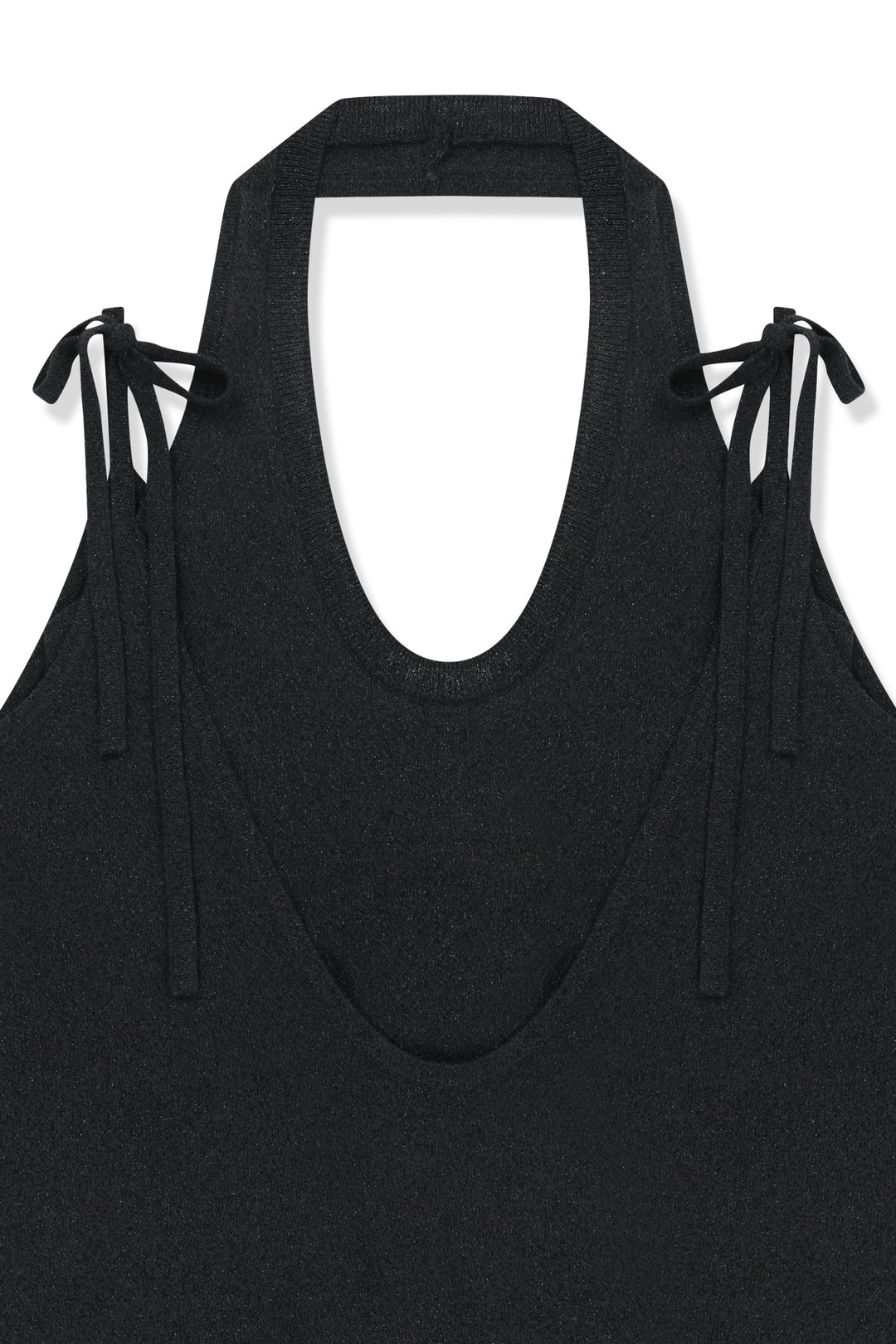 Matin Kim Layered Tie Halter Neck Knit Top — Black