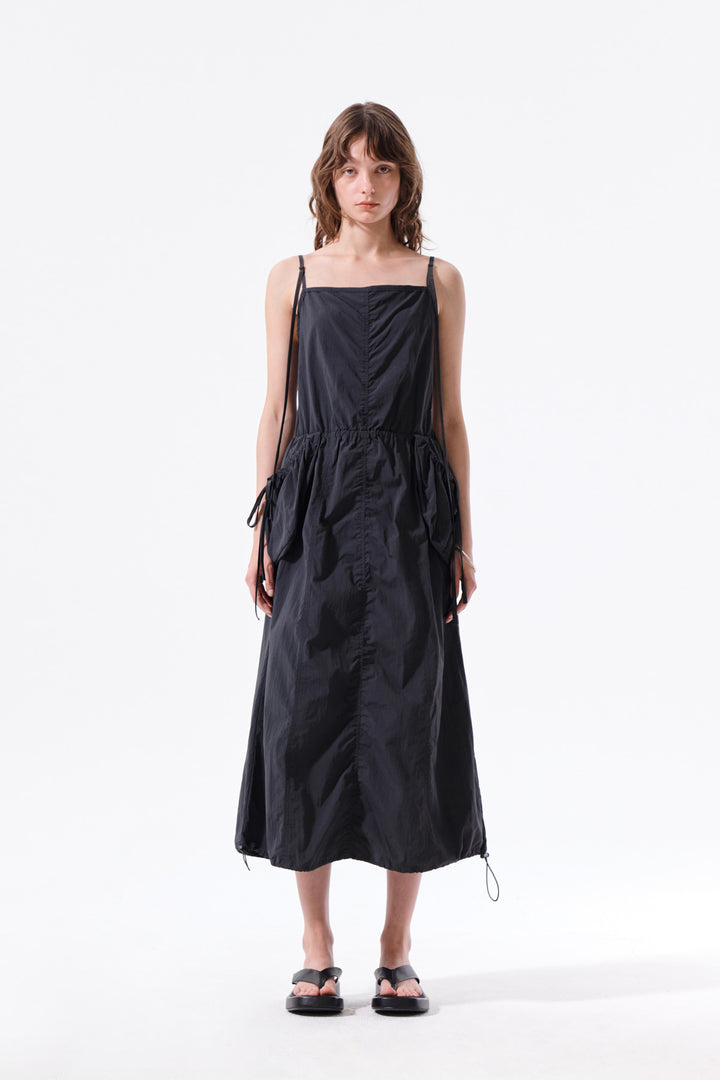 Matin Kim Strap Detail Sleeveless Utility Dress — Charcoal