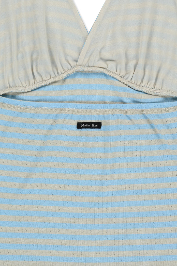 Matin Kim Striped Halter Neck Top — Light Blue