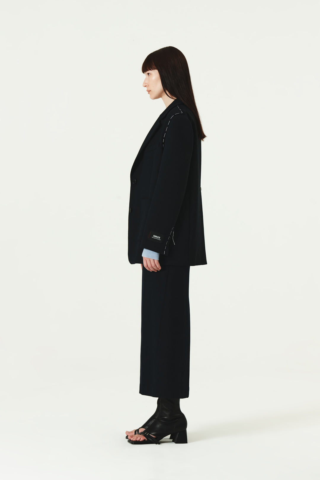 KIMMATIN Foldover Twill Wool Skirt — Navy blue
