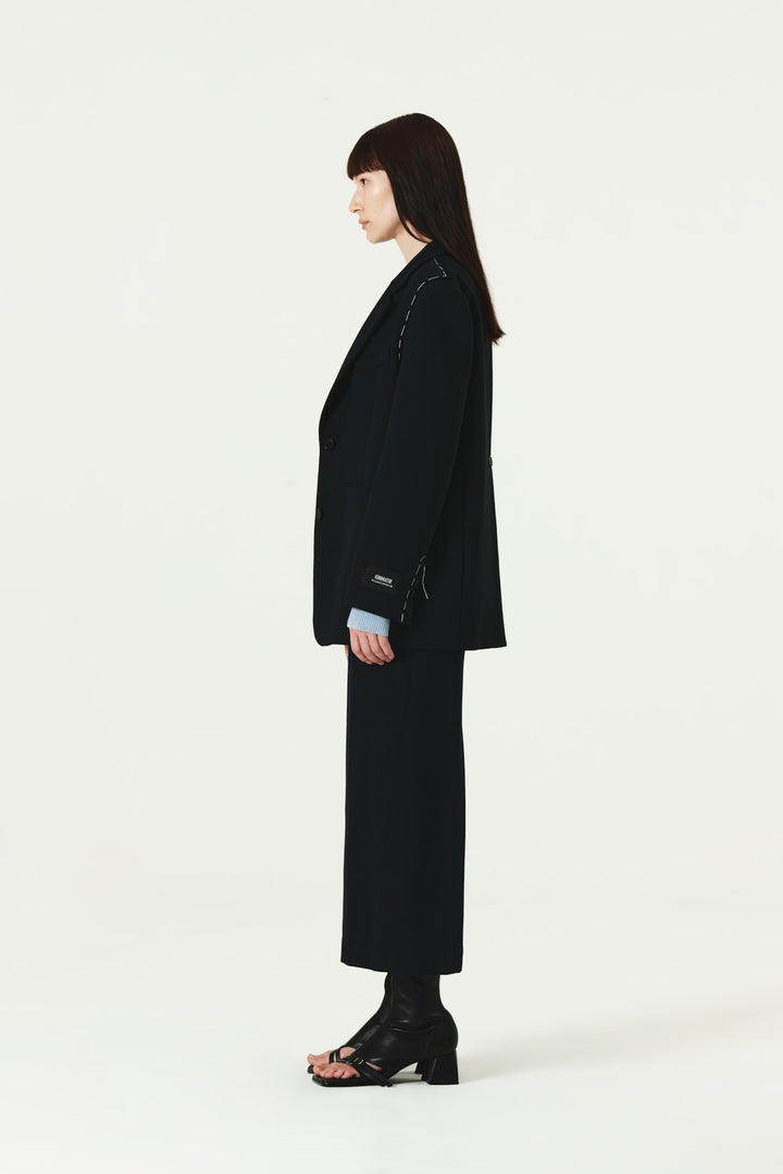 KIMMATIN Foldover Twill Wool Skirt — Navy blue