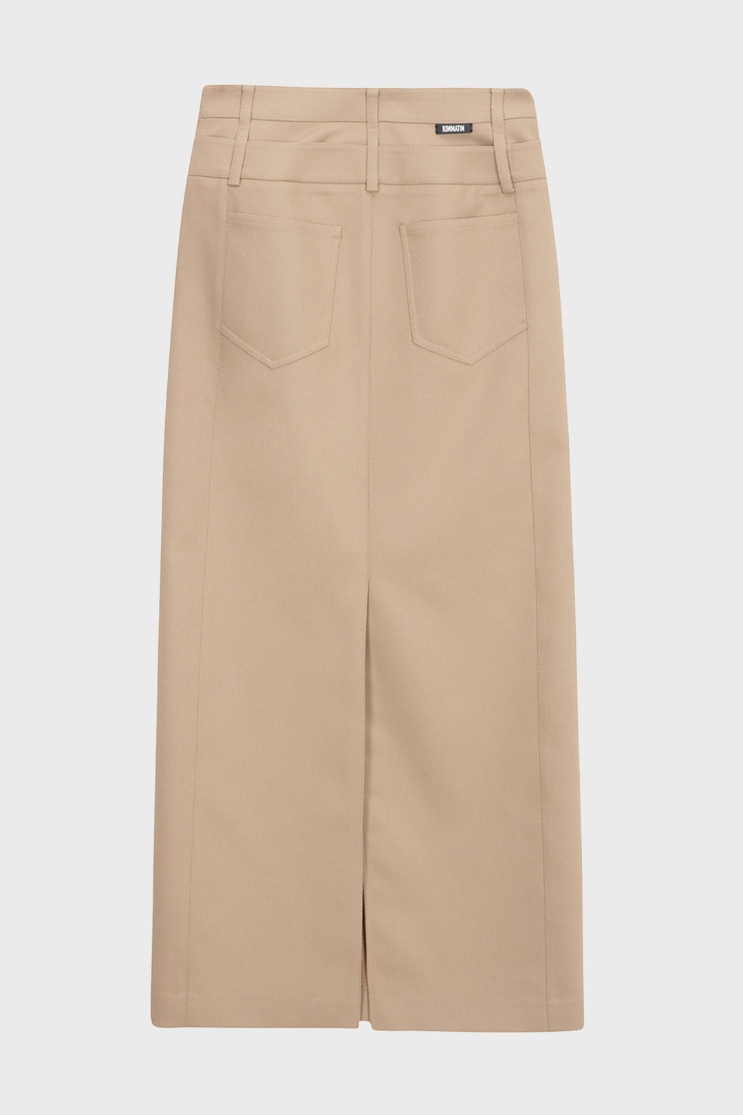 KIMMATIN Back Double Waist Maxi Skirt — Beige