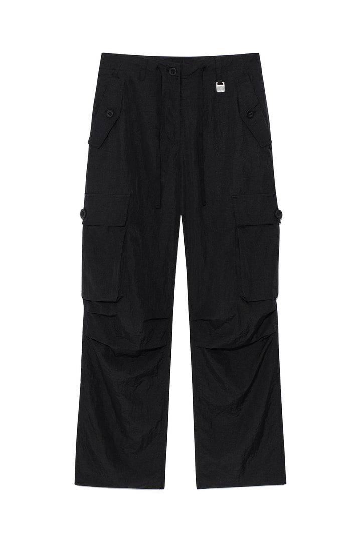 Matin Kim String Nylon Cargo Pants — Black