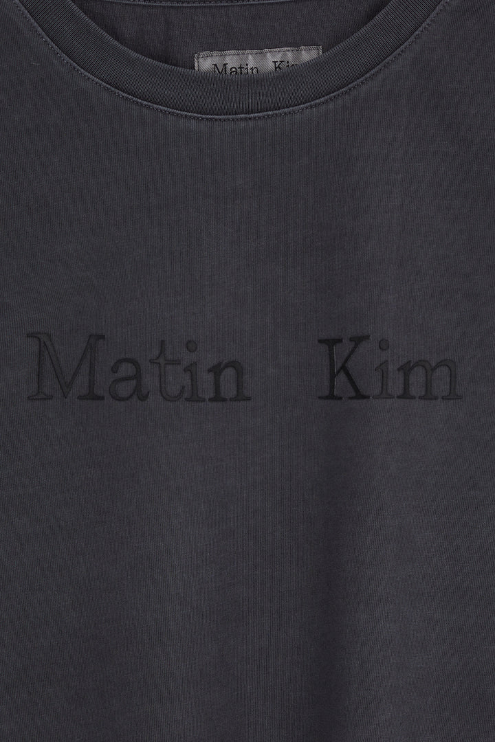 Matin Kim Pigment Logo Crop Top Dark — Gray