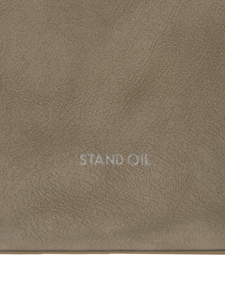 Stand Oil Boat Bag — Glossy Shoulder Crossbody — Taupe