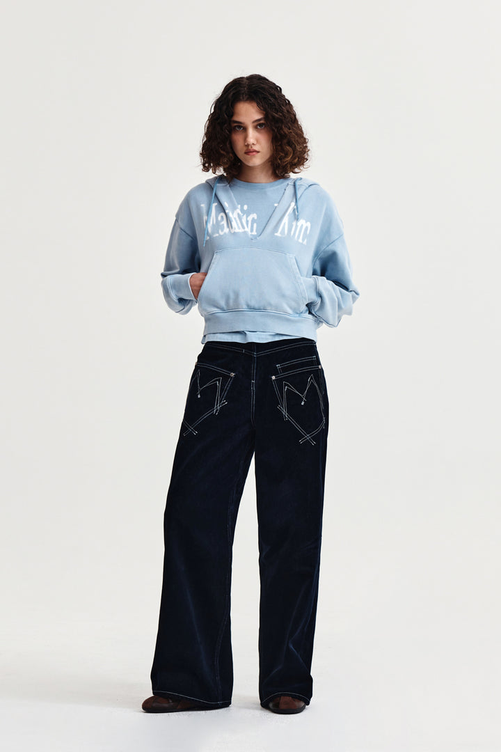 Matin Kim Washed Layered Crop Hoody Sky
