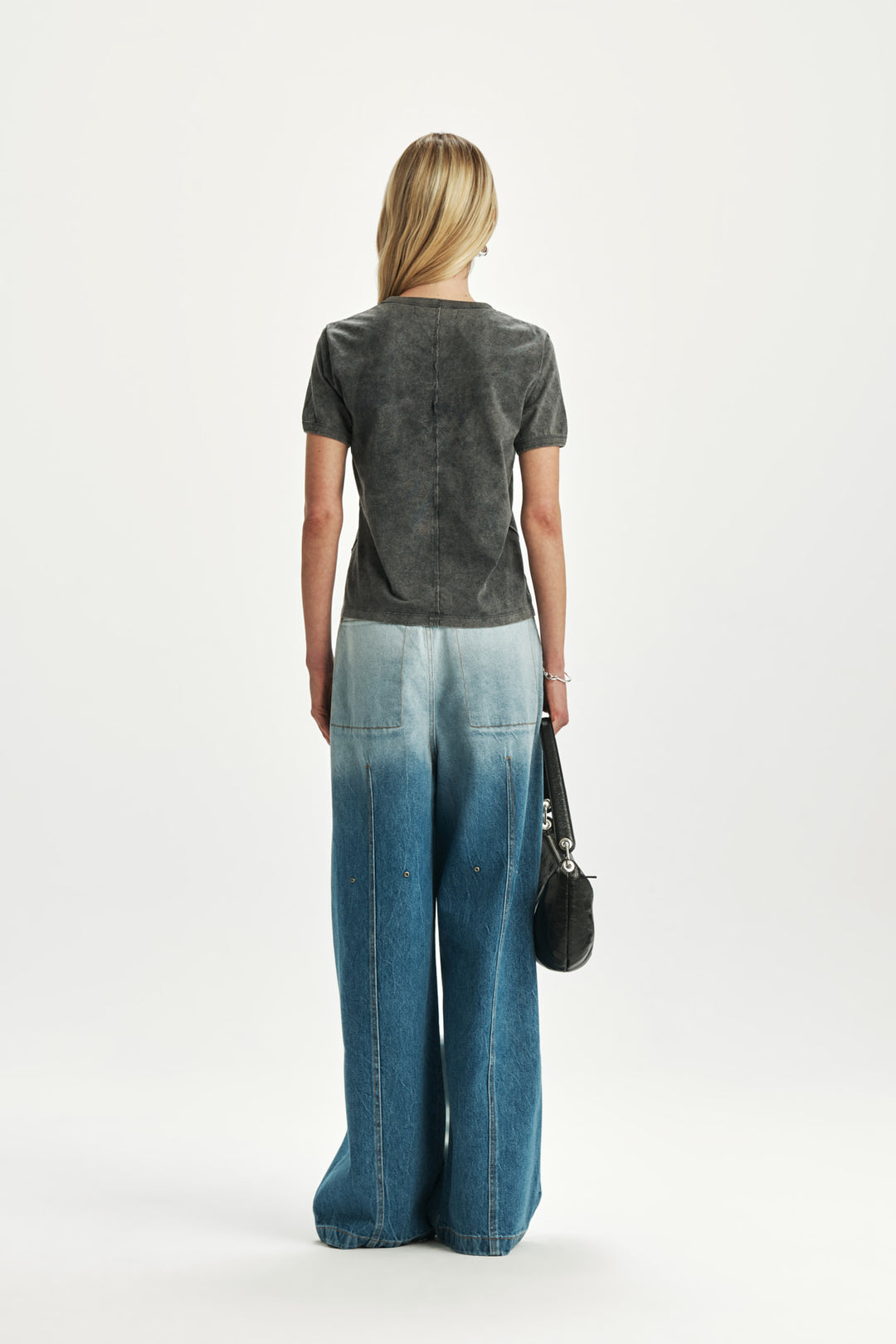 KIMMATIN Pintuck Wide Denim Pants — Light Blue