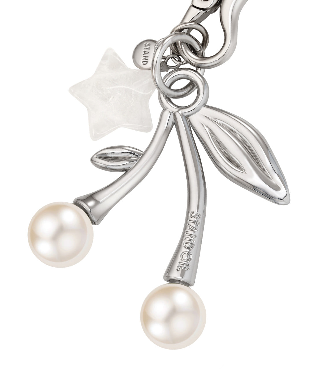 Stand Oil Cherry Pearl Keyring — Silver