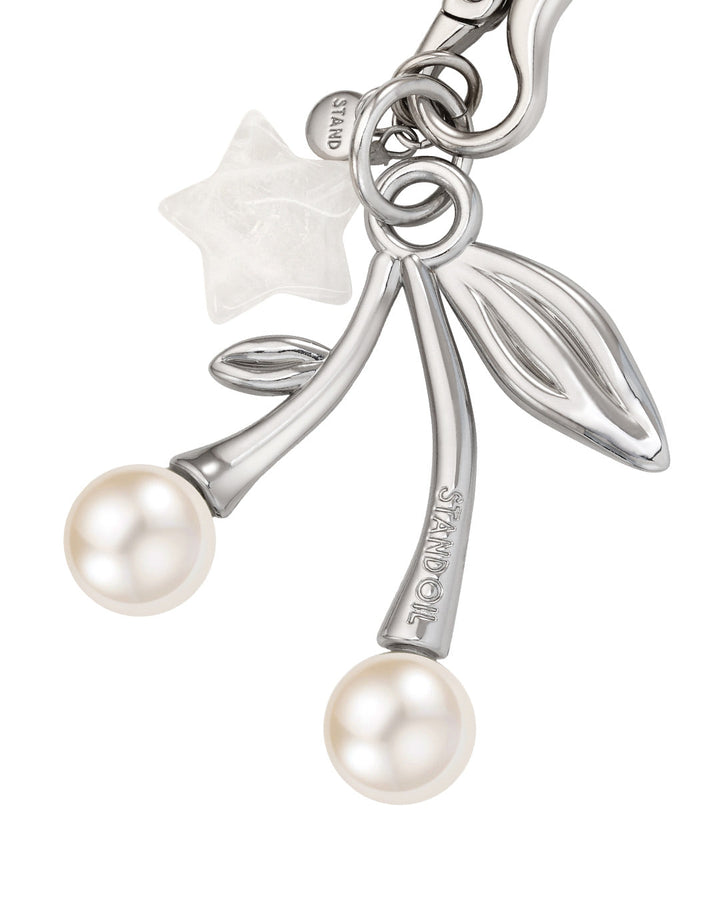 Stand Oil Cherry Pearl Keyring — Silver