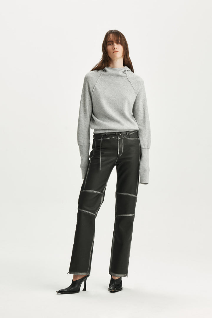 KIMMATIN Belted Vintage Faux Leather Pants — Black