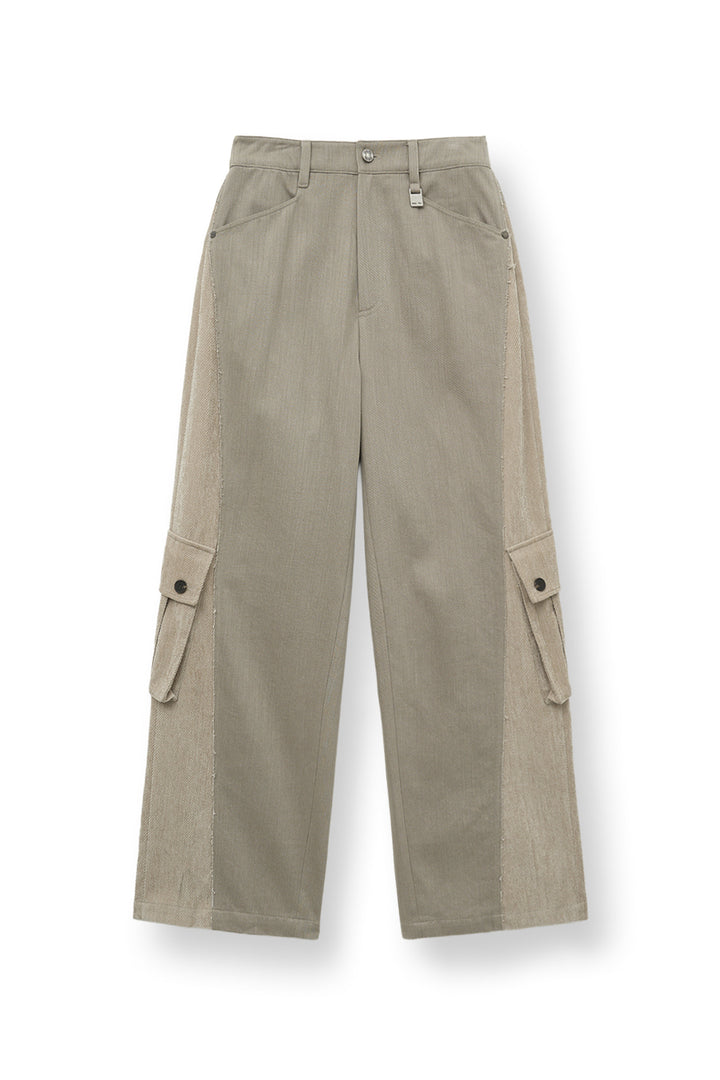 Matin Kim Big Pocket Two-Tone Wide Pants — Beige
