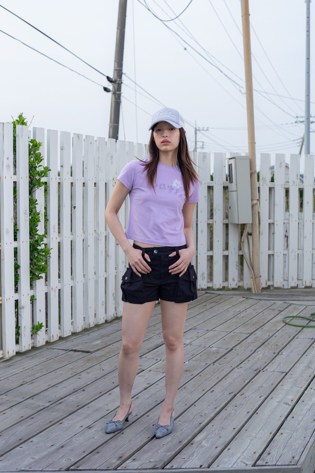 Matin Kim Bubbly Graphic Printing Top Lilac