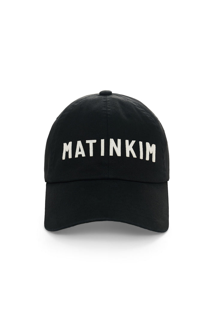 Matin Kim Applique Felt Logo Ball Cap — Black