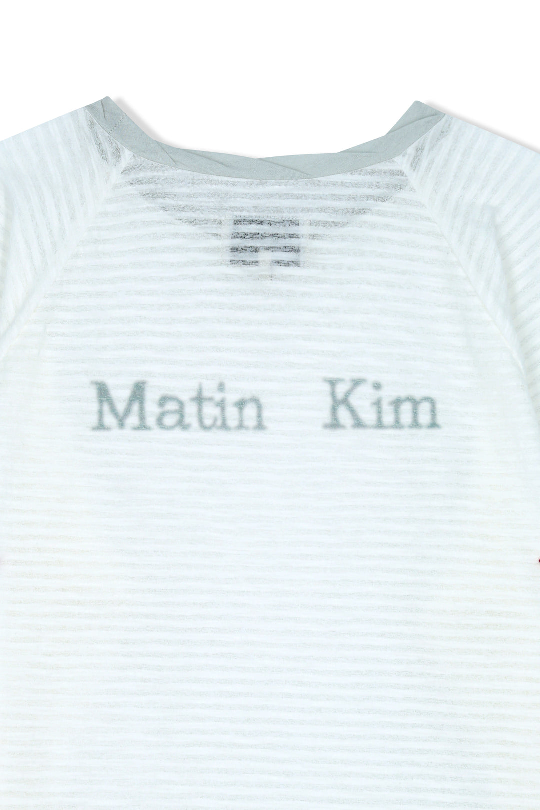 Matin Kim Twist Boat Neck Stripe Logo Top — White