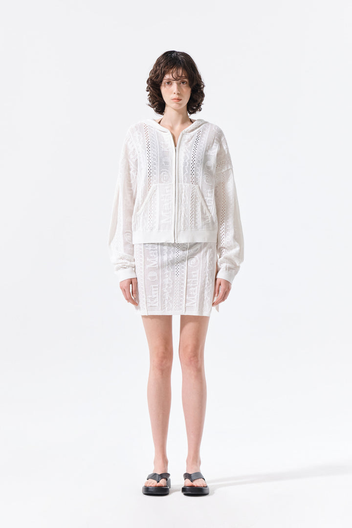 Matin Kim Mesh Logo Wrap Mini Skirt — White