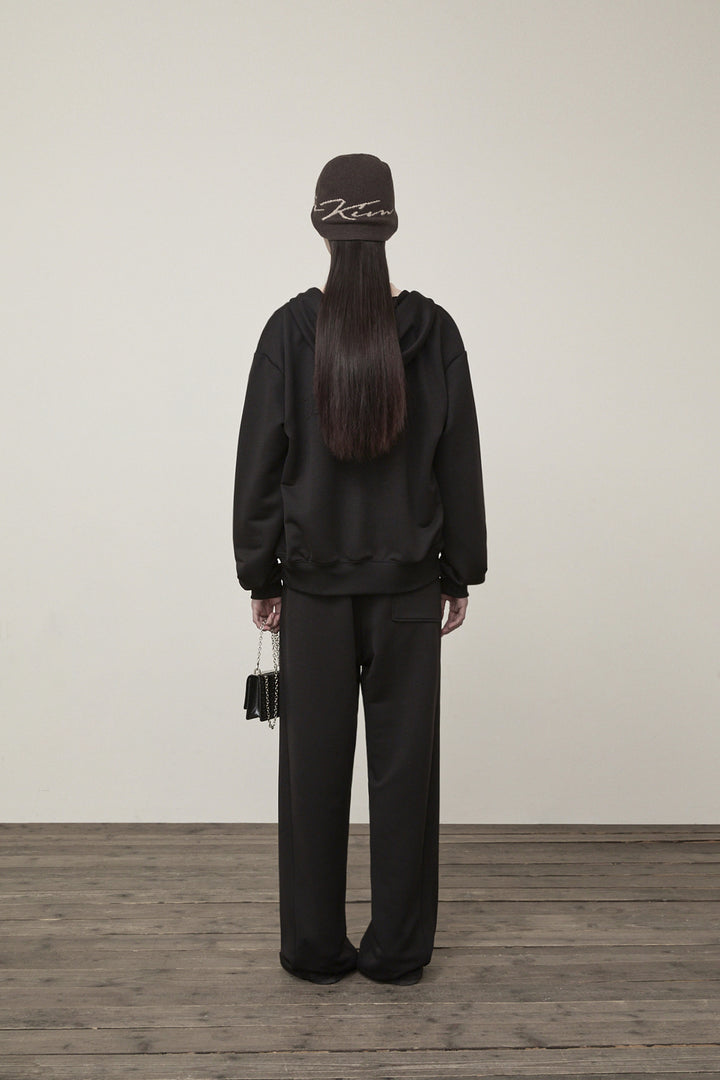 Matin Kim Back Logo Glitter Zip Hoodie — Black