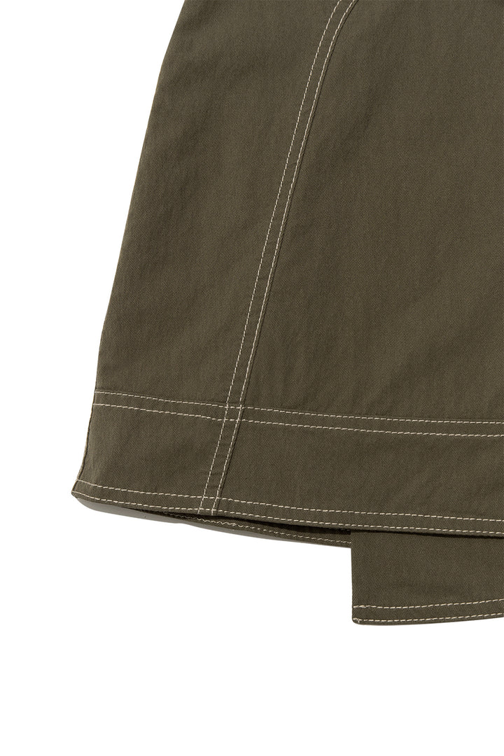 Matin Kim Stitch Point Belted Wrap Skirt — Khaki
