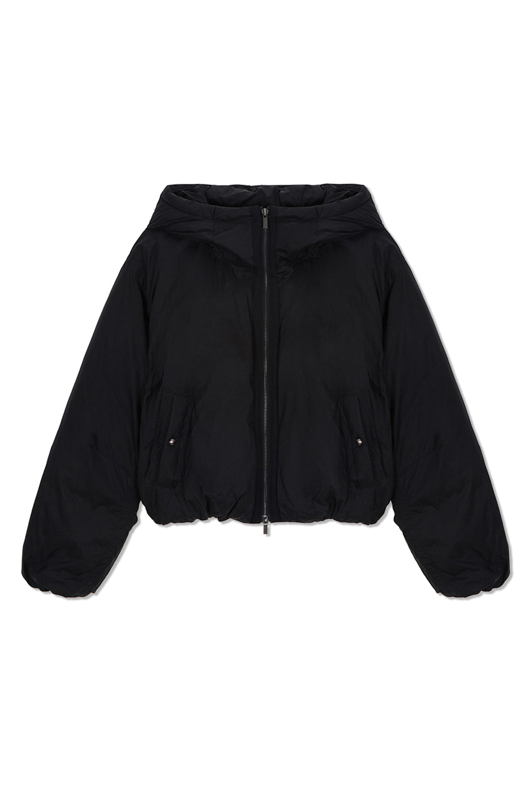 Matin Kim Back Logo Hoody Short Down Jumper — Black