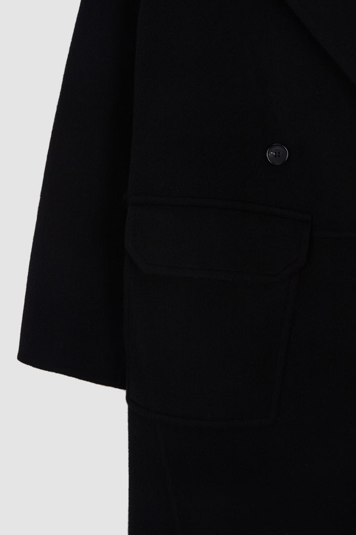 KIMMATIN Belted Double Wool Coat — Black