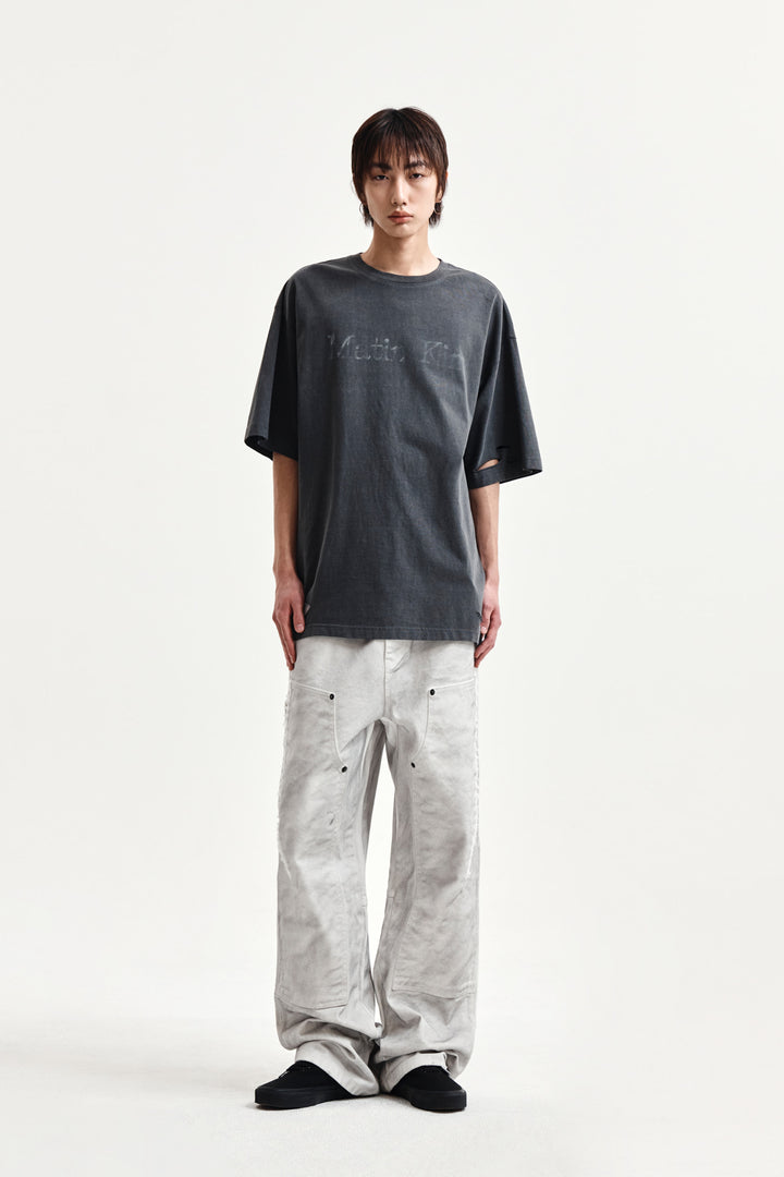 Matin Kim Distressed Logo Top — Charcoal