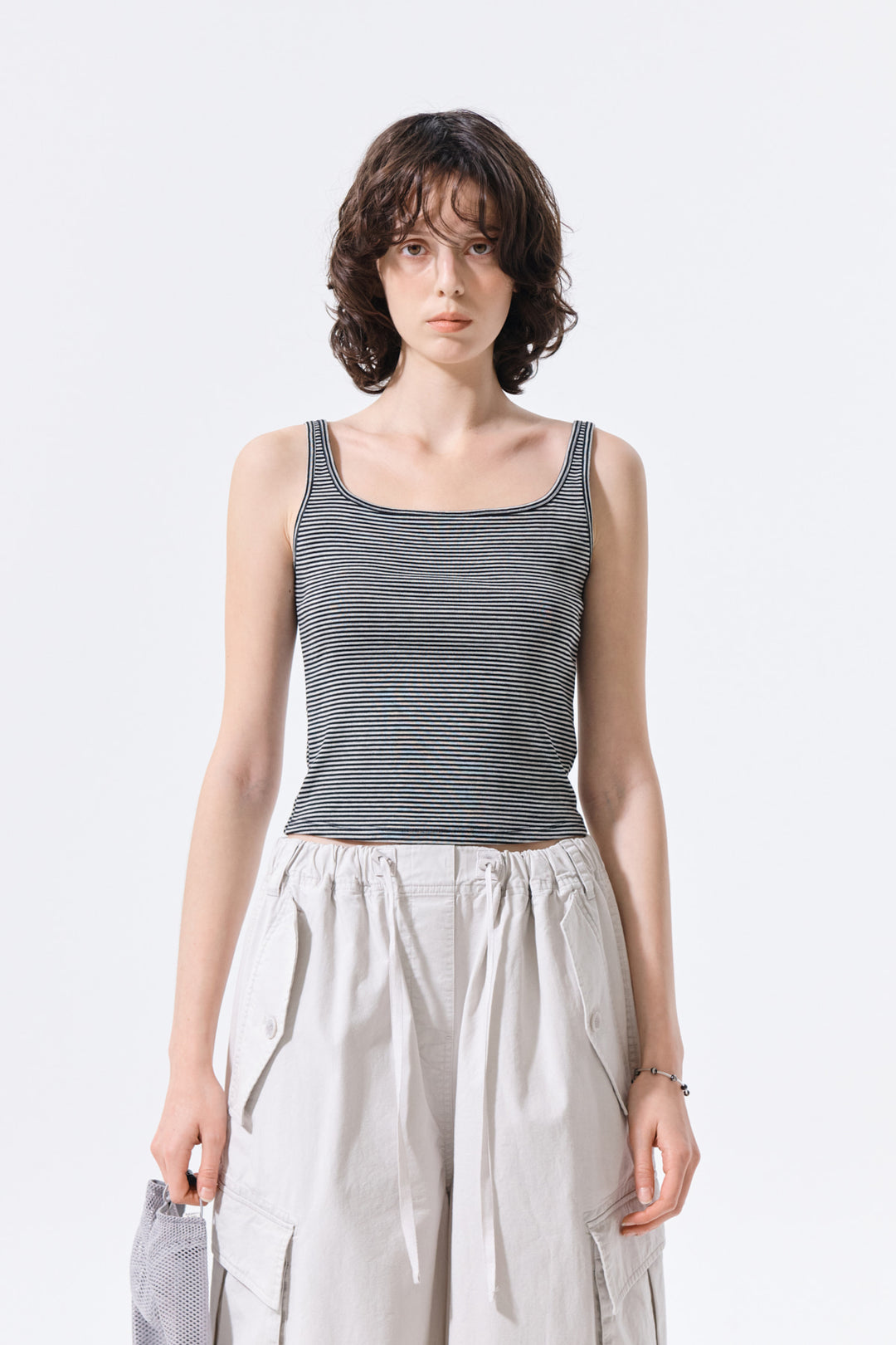 Matin Kim Square Neck Cropped Tank — Black