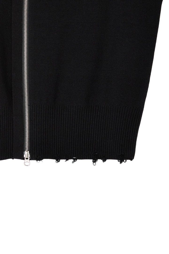 Matin Kim High Neck Logo Knit Zip Vest — Black