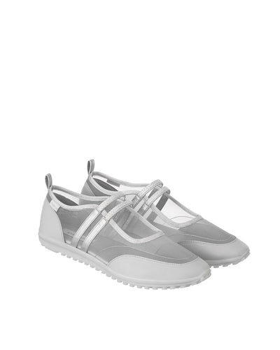 Stand Oil Strap Mary Jane Sneaker — Mesh Silver