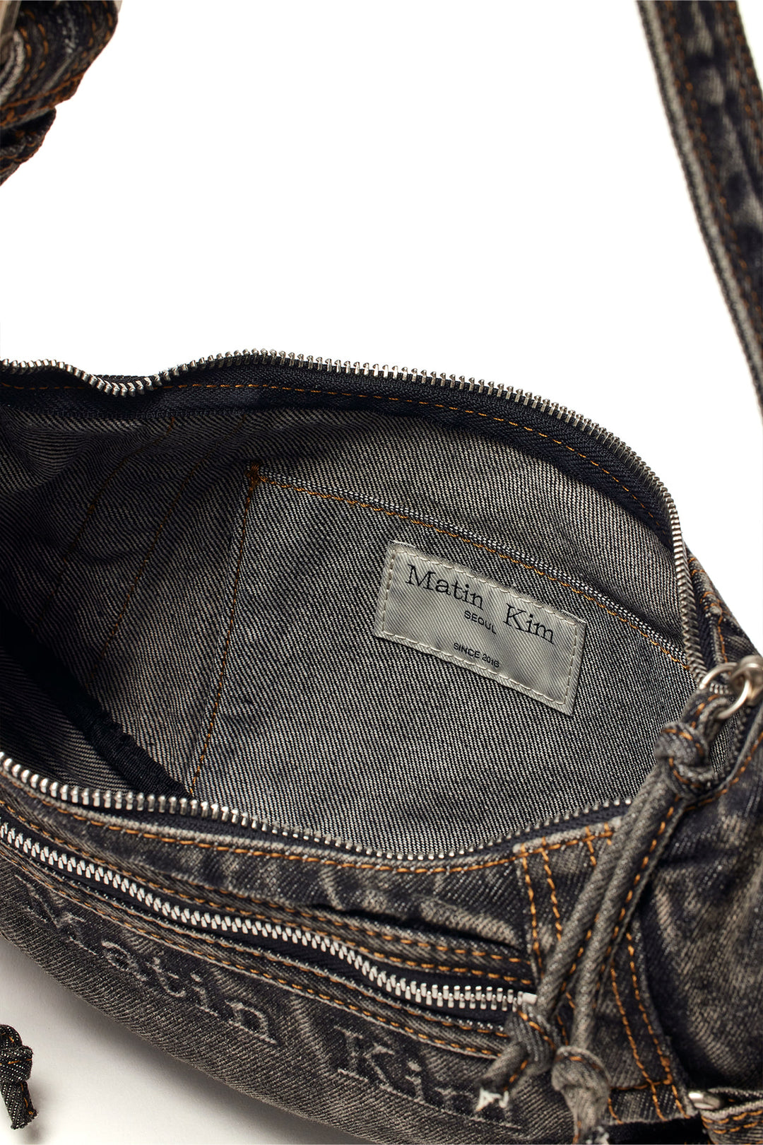 Matin Kim Washed Denim Mini Hobo Bag — Black