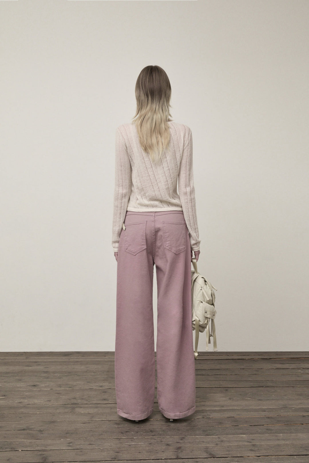 Matin Kim Diagonal Texture Knit Top — Beige