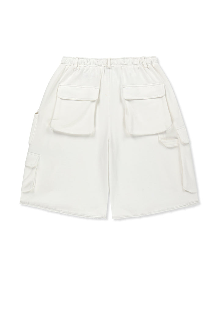 Matin Kim Terry Utility Pocket Bermuda — White
