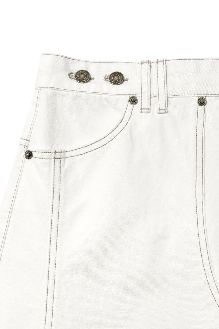 Matin Kim Denim Mixed Flare Skirt — Ivory