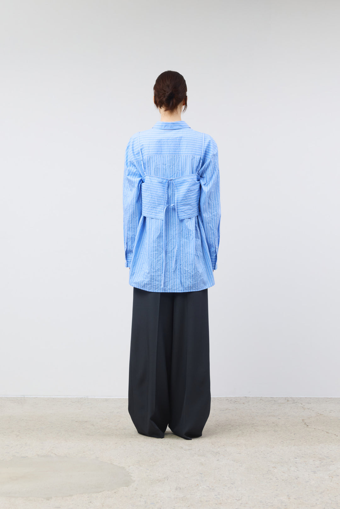 KIMMATIN Bustier Layered Crinkle Shirt — Blue