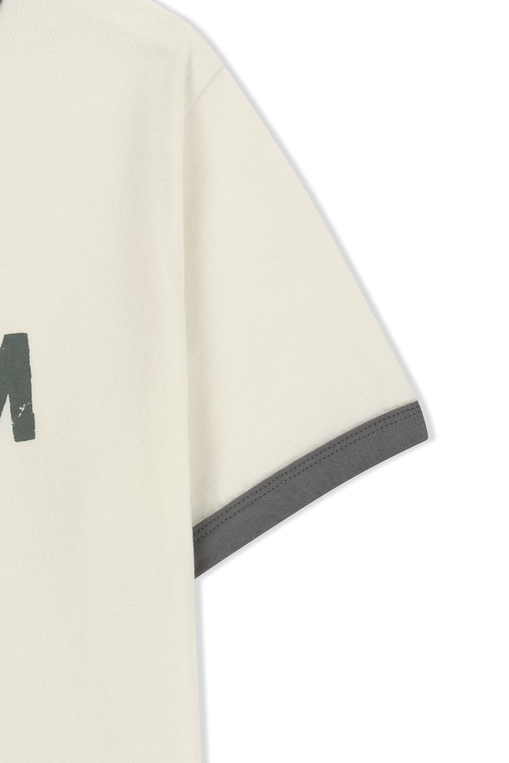 Matin Kim Logo Ringer Crop Top — Cream