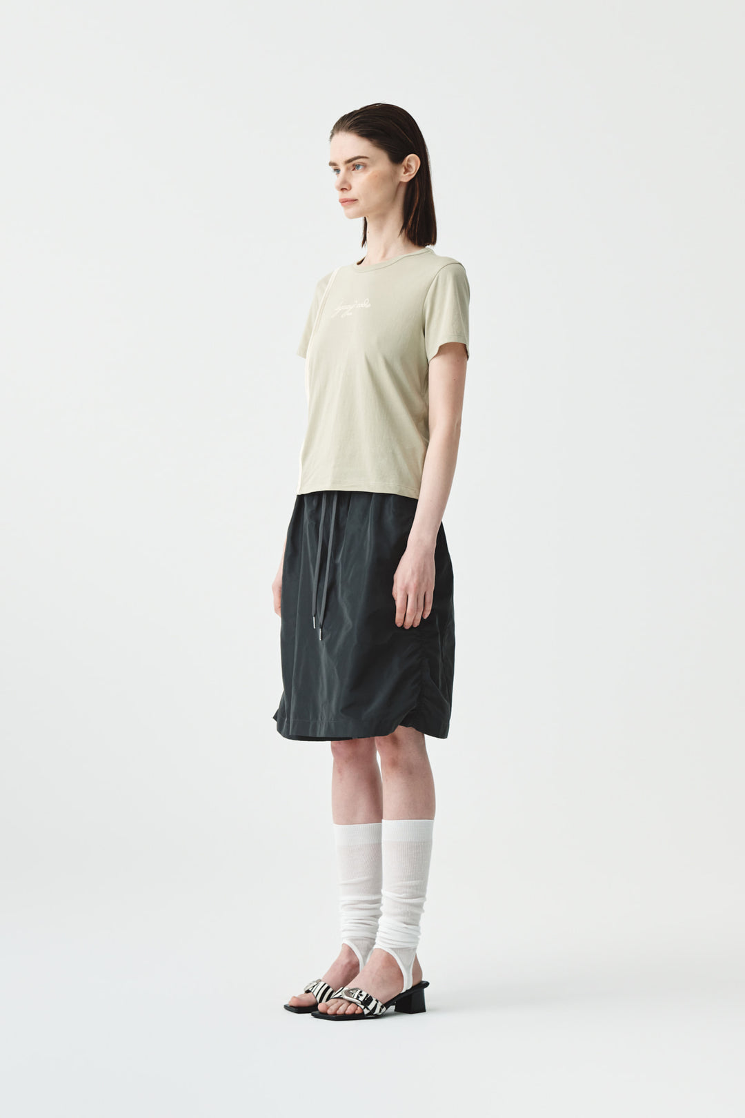 KIMMATIN Back Slit Slim Top in Light — Khaki