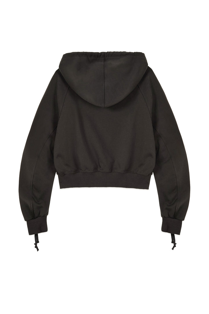 Matin Kim Sleeve String Detail Zip Hoody — Charcoal
